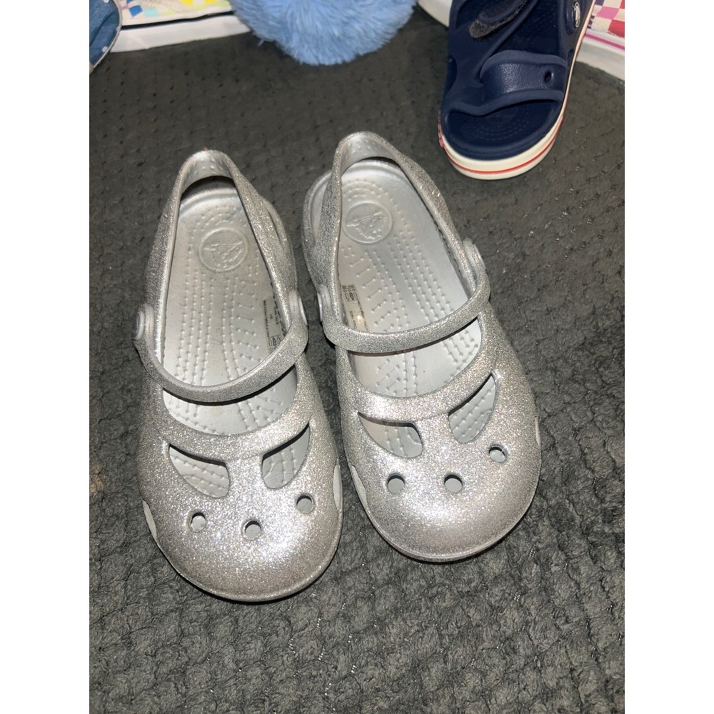 10C Crocs Shayna Shoes Mary Jane Flats Hi-Glitter Sparkle